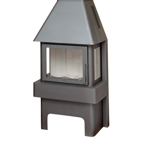 Печь-камин Экокамин 3 стекла графит (миниатюра)